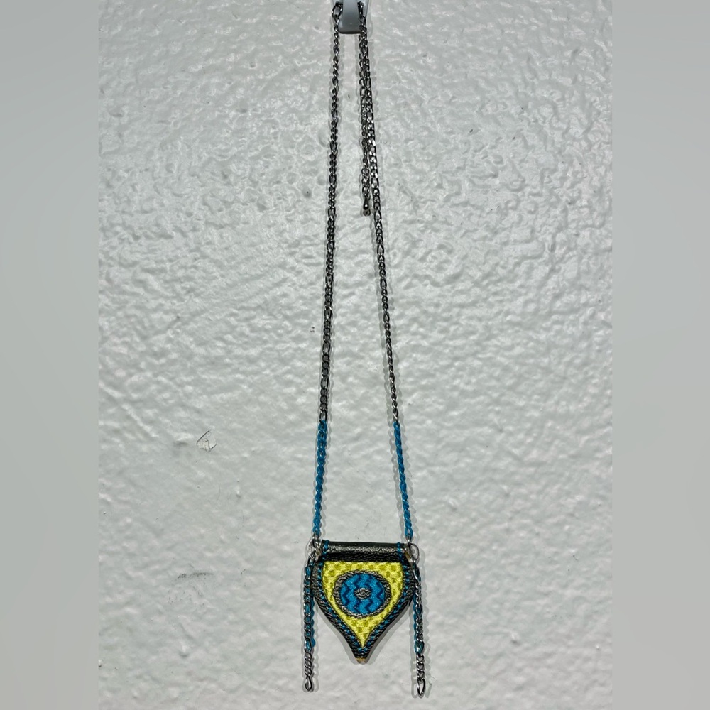 Vintage multicolour beaded pouch necklace